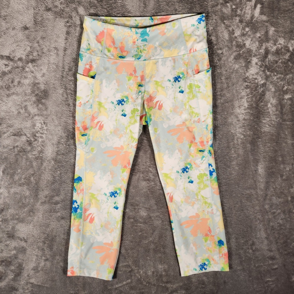 No Boundaries Leggings Womens Large‎ 12-14 Multi Color Crop Pockets Floral